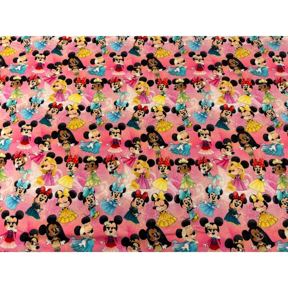 Disney Minnie Mouse Princess Cotton Spandex Knit Fabric Remnant – 23" x 55"